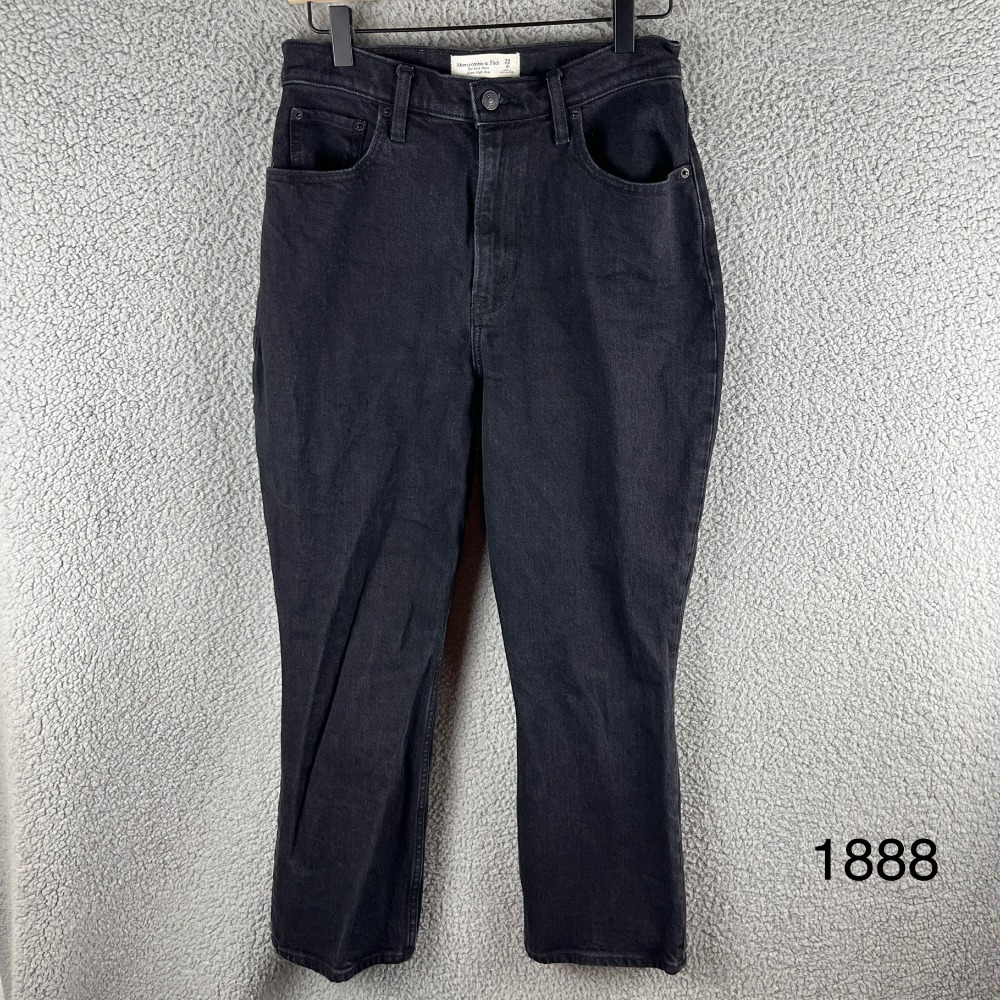 Abercrombie & Fitch Flare Jeans Ultra High Rise Black Wash Denim 29/8 Curve Love